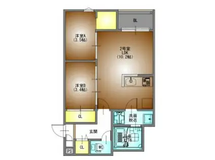 REGALESTルミナス黄金(1LDK/1階)の間取り写真