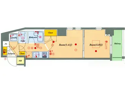 パレホームズ飛鳥山(2K/12階)の間取り写真
