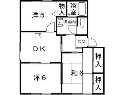 ディアスひらしま(3DK/2階)の間取り写真