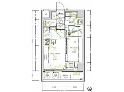 アクサス武蔵小山アジールコート(1DK/1階)の間取り写真