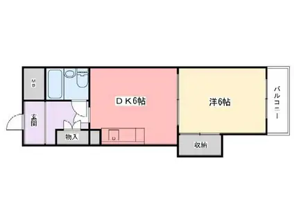 土山中村コーポ(1DK/1階)の間取り写真