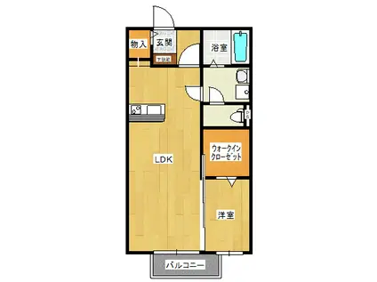 モナリエ津留(1LDK/1階)の間取り写真