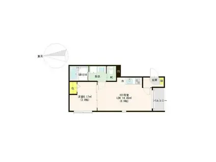 ハーモニーテラス福住町IV(1LDK/1階)の間取り写真