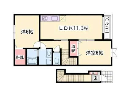 チェリー・ブロッサムIII(2LDK/2階)の間取り写真