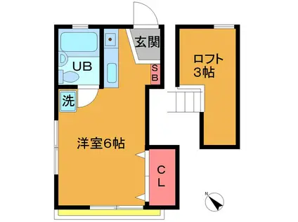 セレーネ市川2番館(ワンルーム/2階)の間取り写真