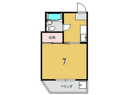 かたぎマンション(ワンルーム/2階)の間取り写真