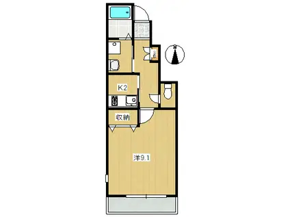 メゾンソレイユ(1K/1階)の間取り写真