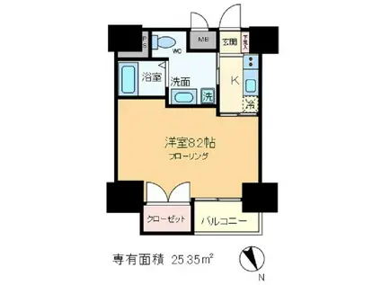 ベルシード王子(1K/10階)の間取り写真