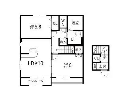 オリエンスA(2LDK/2階)の間取り写真