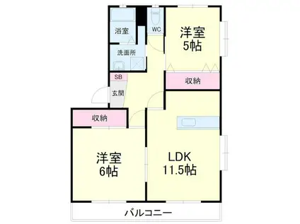 サンレイク(2LDK/1階)の間取り写真