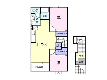セイバリ一 ・ コ一ト B(2LDK/2階)の間取り写真