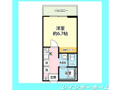 キャメル新八柱2B(1K/1階)の間取り写真