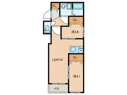 ブエナカーサ和白(2LDK/3階)の間取り写真