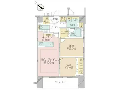 築地   南西向き  アクセス良好(2LDK/5階)の間取り写真