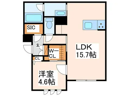 CASA FELICE 水前寺(1LDK/1階)の間取り写真