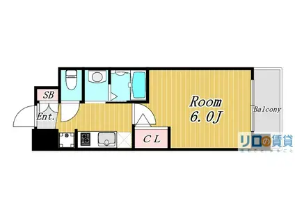 エステムコート新大阪XVフロウ(1K/2階)の間取り写真