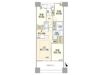 プラウドシティ日吉レジデンスII(3LDK/16階)の間取り写真