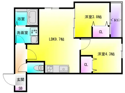 D PORTA AVENUE(2LDK/2階)の間取り写真