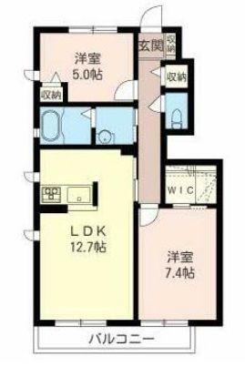 シャルマン大芝D(2LDK/1階)の間取り写真