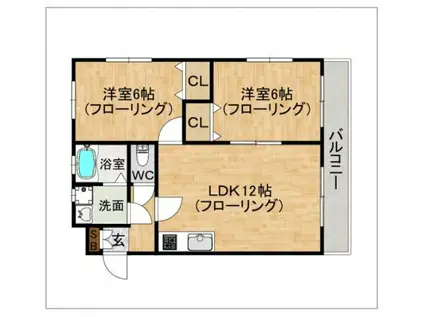 アメージングコート(2LDK/2階)の間取り写真