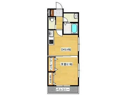 ツル駅前ハイツ(1DK/2階)の間取り写真