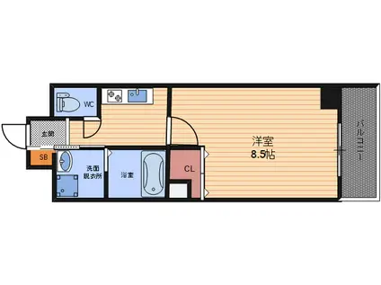 BLOOM LIFE TSUKAGUCHI 旧ノステルコート塚口(1K/3階)の間取り写真