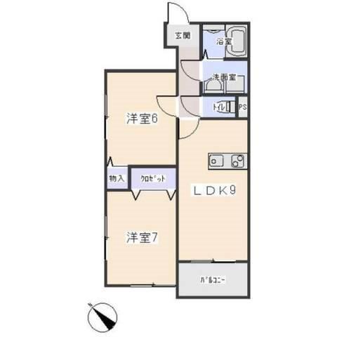 ラーラY・S(2LDK/1階)の間取り写真