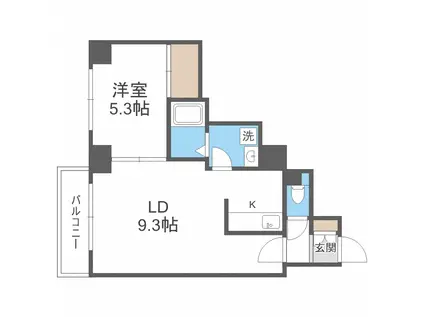 KN南1条マンション(1LDK/4階)の間取り写真