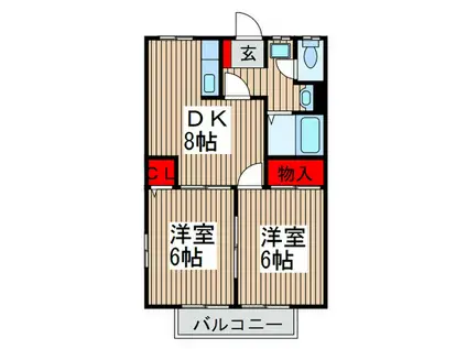 セントラルヤマザキ(2DK/2階)の間取り写真