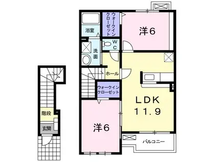アニメート ヒル(2LDK/2階)の間取り写真