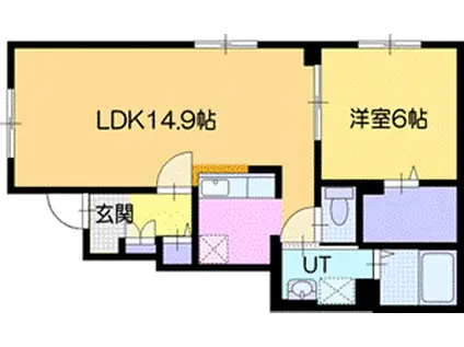 ミオII(1LDK/1階)の間取り写真