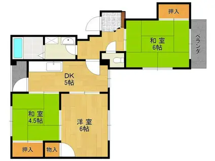 レジデンス宝塚(3DK/2階)の間取り写真