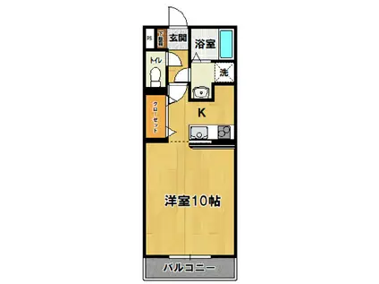 カームレジデンス(ワンルーム/2階)の間取り写真