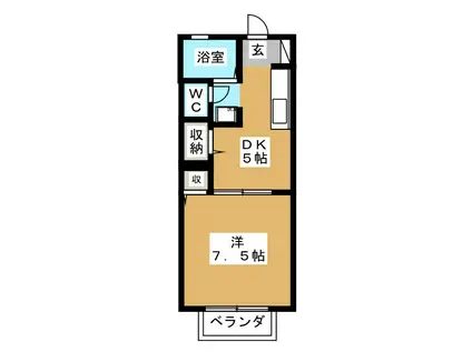 ヴューテラス南駿河台(1DK/2階)の間取り写真