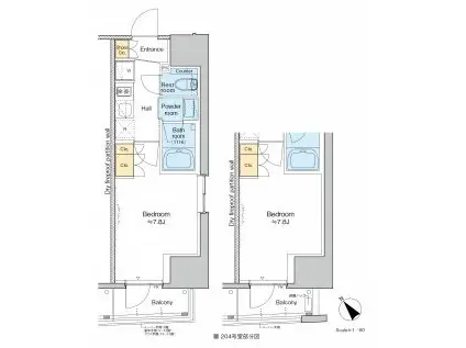 プラウドフラット文京千駄木(1K/6階)の間取り写真