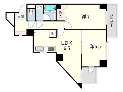 ライオンズマンション西明石(2LDK/10階)の間取り写真