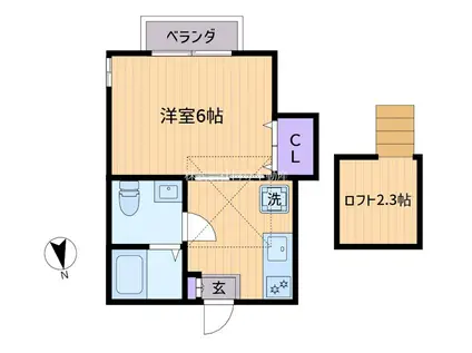 エトゥープ南台(1K/2階)の間取り写真