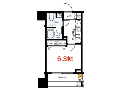 リクレイシア西横浜(1K/3階)の間取り写真