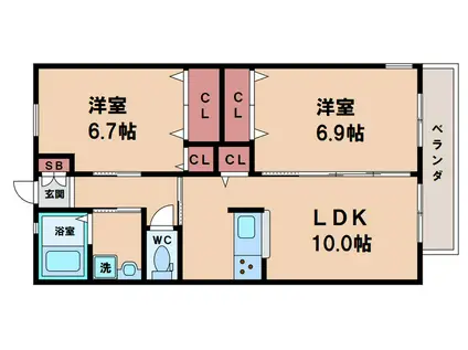 ROSE T&A(2LDK/2階)の間取り写真