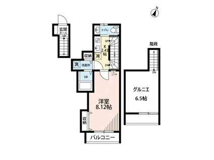 グランツヒルズ(1K/2階)の間取り写真