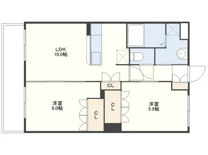 OCEAN HILLS弐番館(2LDK/1階)の間取り写真