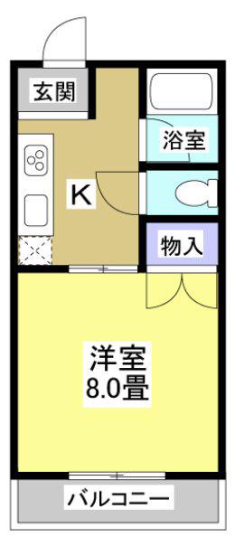 キャッスル御前谷(1K/2階)の間取り写真