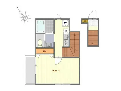 リビオンY松戸(1K/2階)の間取り写真