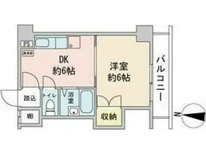 吉田ビル(1DK/6階)の間取り写真
