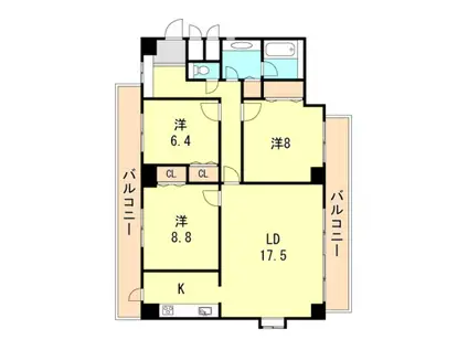 グランドール熊内(3LDK/7階)の間取り写真