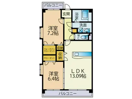 地下鉄七隈線 野芥駅 徒歩4分 5階建 築20年(2LDK/2階)の間取り写真