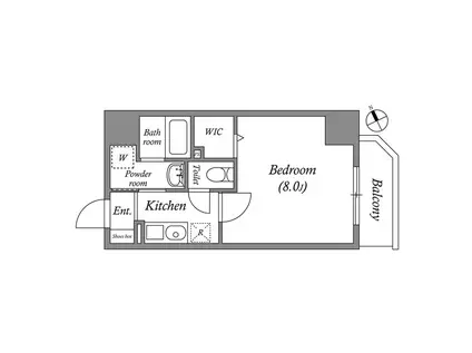 クオリタス江東佐賀(1K/6階)の間取り写真