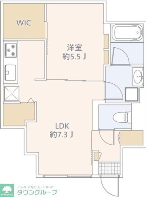 GRANDUO代沢III(1LDK/1階)の間取り写真