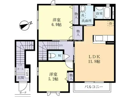 フレグランス桜 D棟(2LDK/2階)の間取り写真