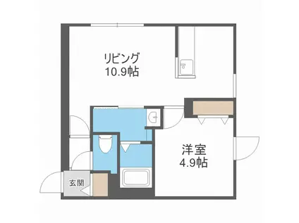 LAPIS LAZULI山鼻(1LDK/4階)の間取り写真